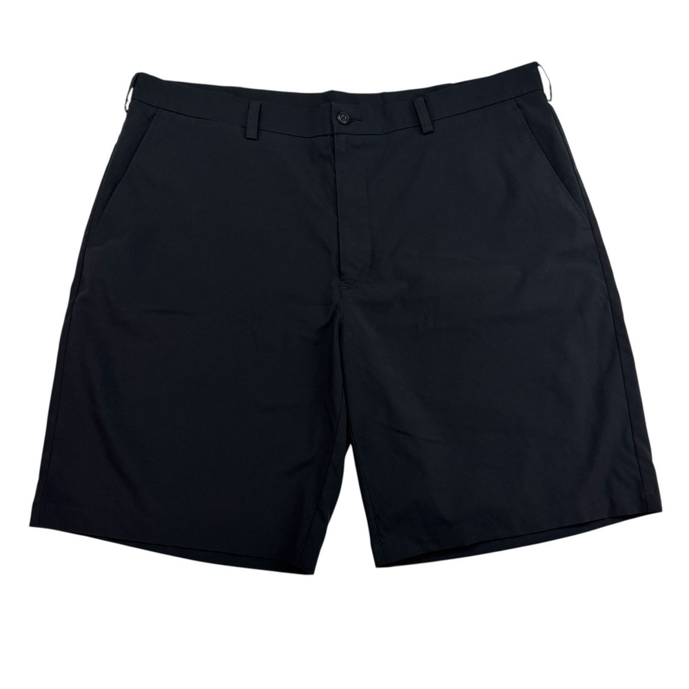 PGA Tour Black Performance Flat Front Bermuda Dress Shorts Sz 40 100% Polyester